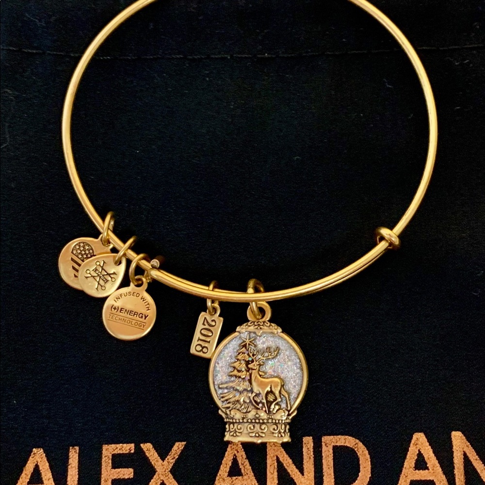 Alex And Ani Aurora Blaze 2018 Snow Globe Bangle in gold